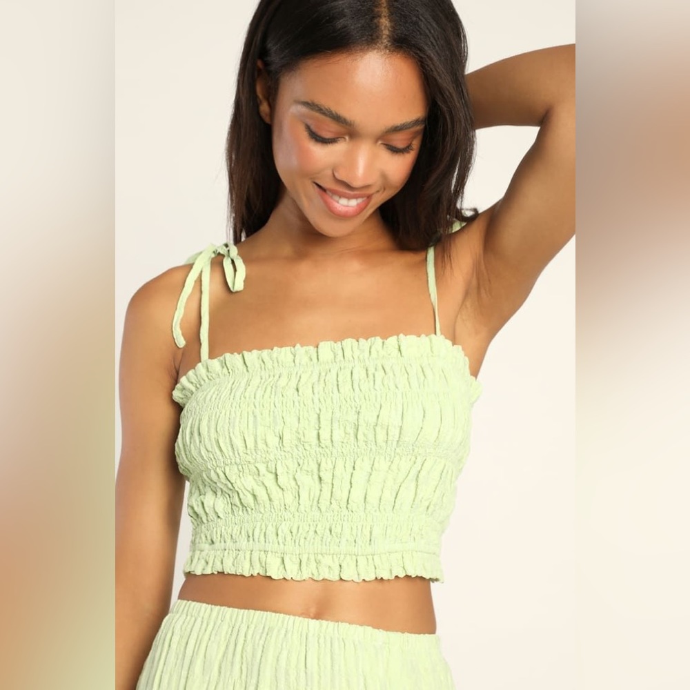 Lulu’s Summer Sophisticate Lime Green Tie-Strap Two-Piece Maxi Dress Siz… - Picture 3 of 14